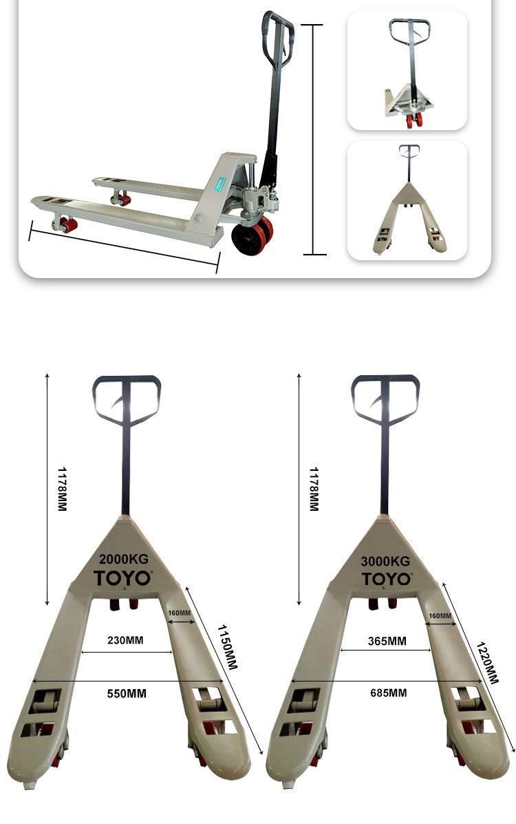 Toyo 2 Ton 2000kg Economic Design Pallet Truck Hand Pallet Truck