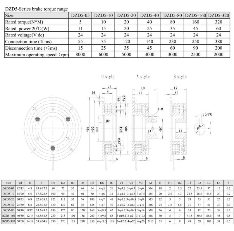 Dzd5-20 Series Power on Single Friction Disc Brake