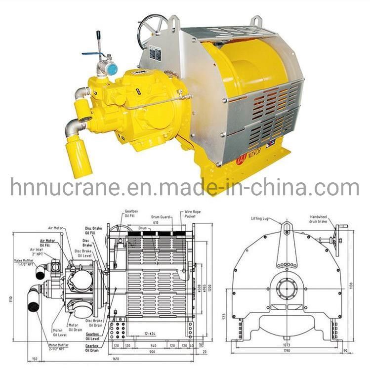 1 Ton 10 Ton Remote Control Air Winch, Pneumatic Windlass, Air Hoist