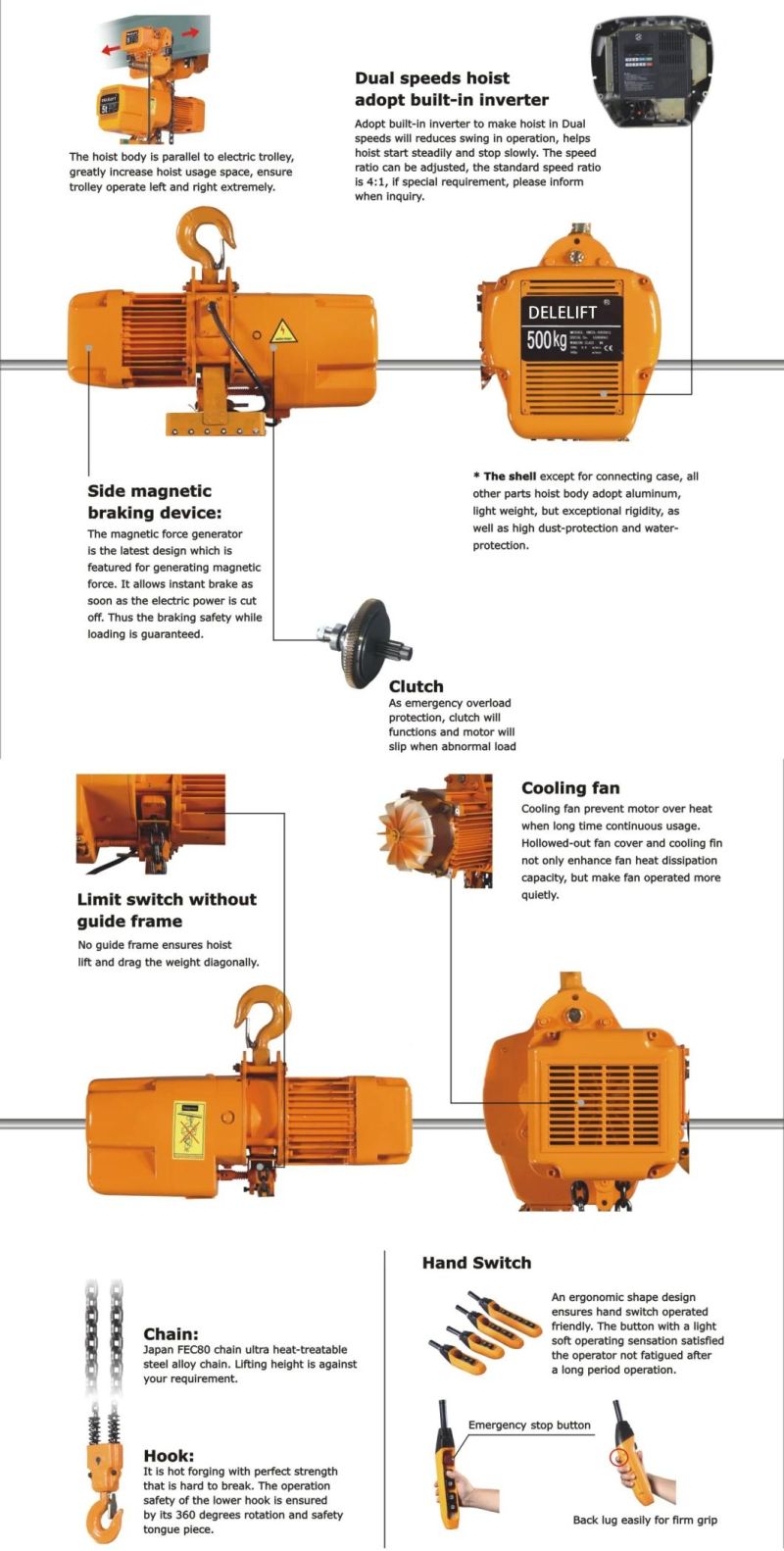 5t Lifting Tools Electric Hoist Chain Block with Wireless Remote Control