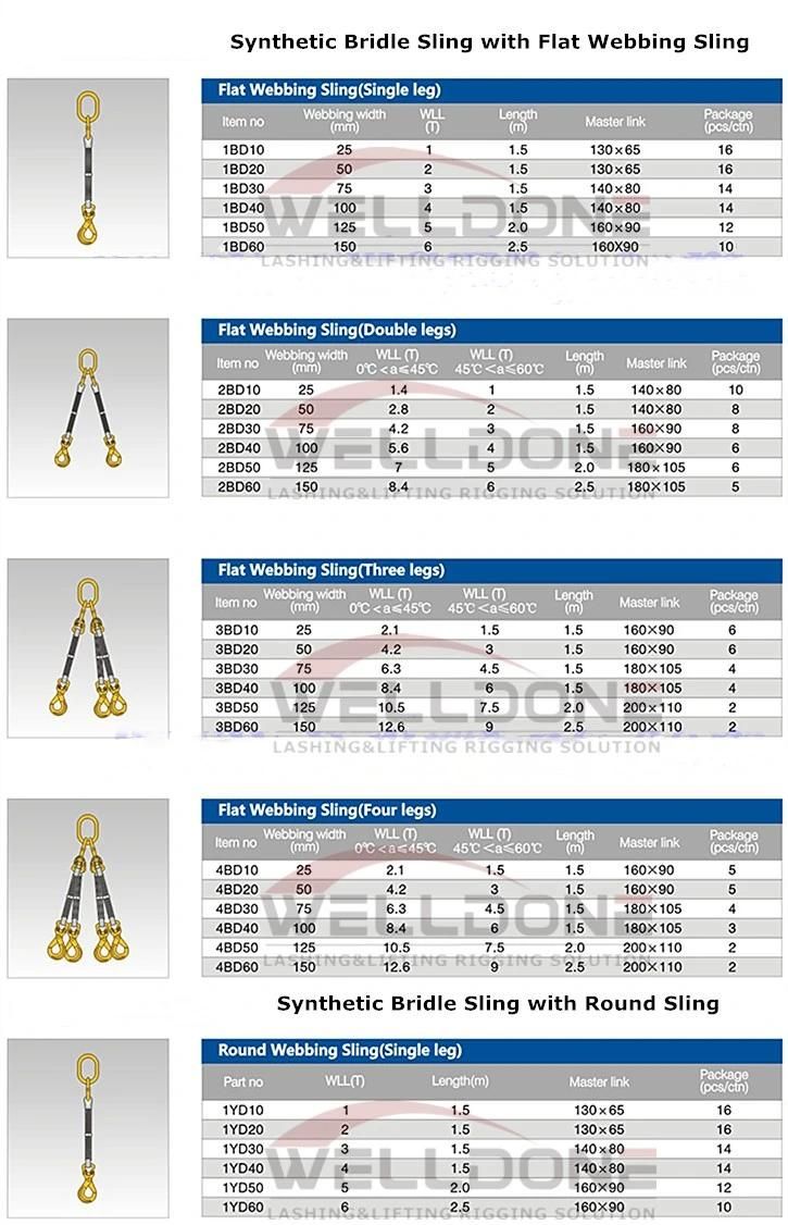 Synthetic Bridle Sling 2-Leg Lifting with Safety Factor 5: 1