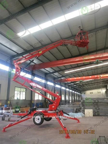 High Lift 10m Trailer Mounted Electric Articulated Boom Lift