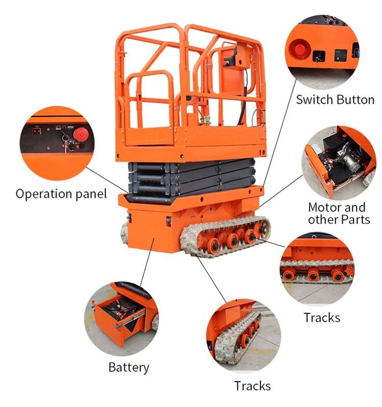 Full Automatic One Man Lift Platform Self-Propelled Small Scissor Lifter with Rubber Track Crawler
