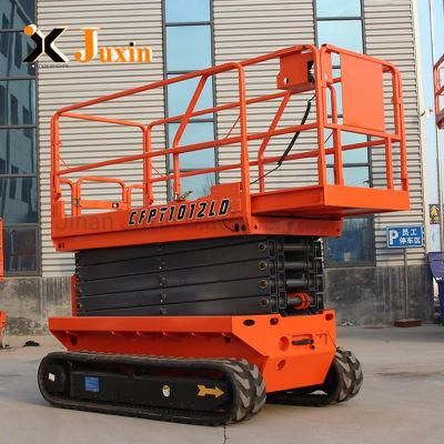 6m 8m 10m 12m Electric Hydraulic Battery Powered Rough Terrain Crawler Scissor Lift on Tracks