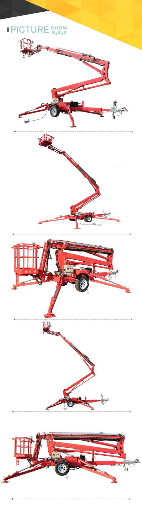 360degree Rotation Horizontal Reach Diesel Articulating Cherry Picker