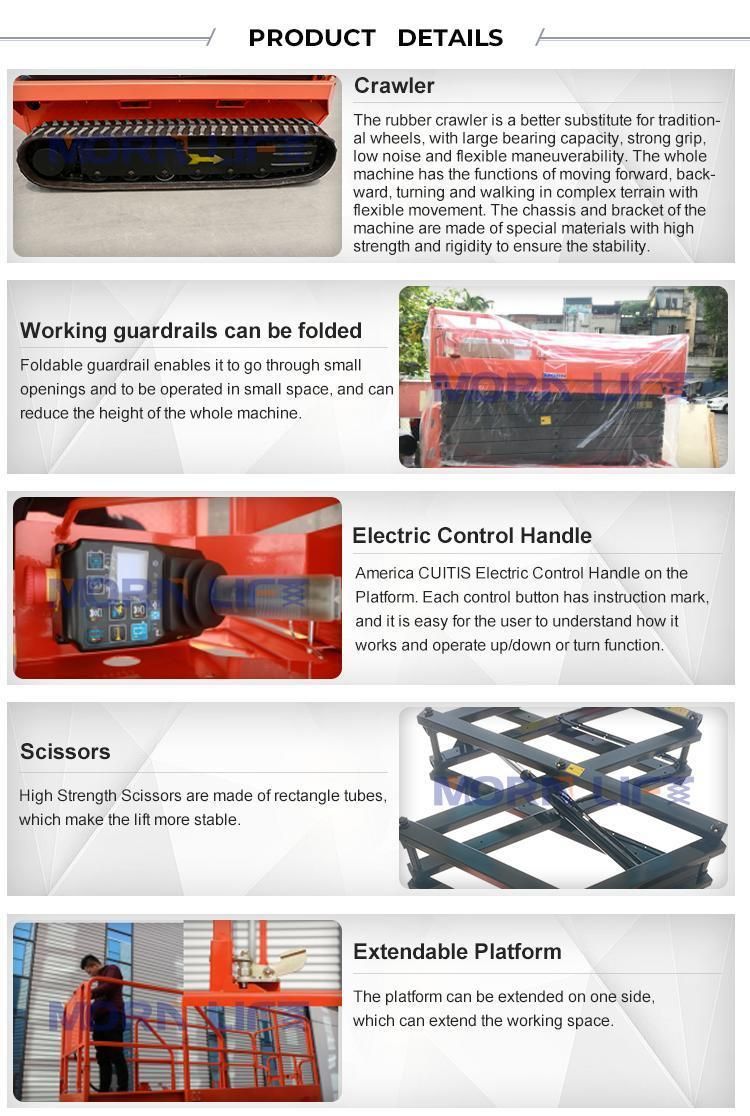 4m 6m 8m 10m 12m Electric Hydraulic Tracked Self Propelled Mobile Aerial Work/Working Lift/Lifting Platform