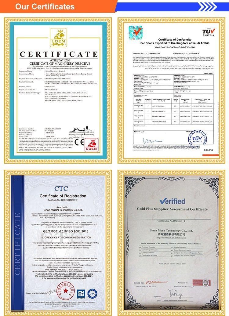 CE Approved 6m Morn China Platform Lifting Equipment Warehouse Scissor Man Lift OEM