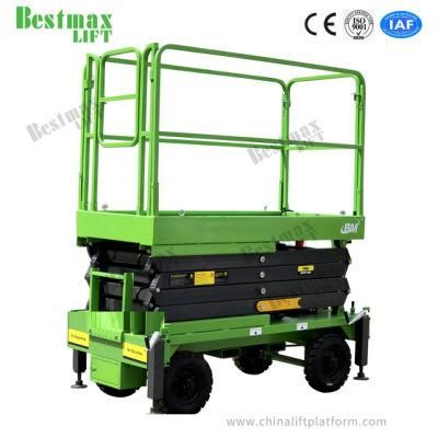 7.5 Meters 500kg Manual Pushing Scissor Lift Aerial Work Platform