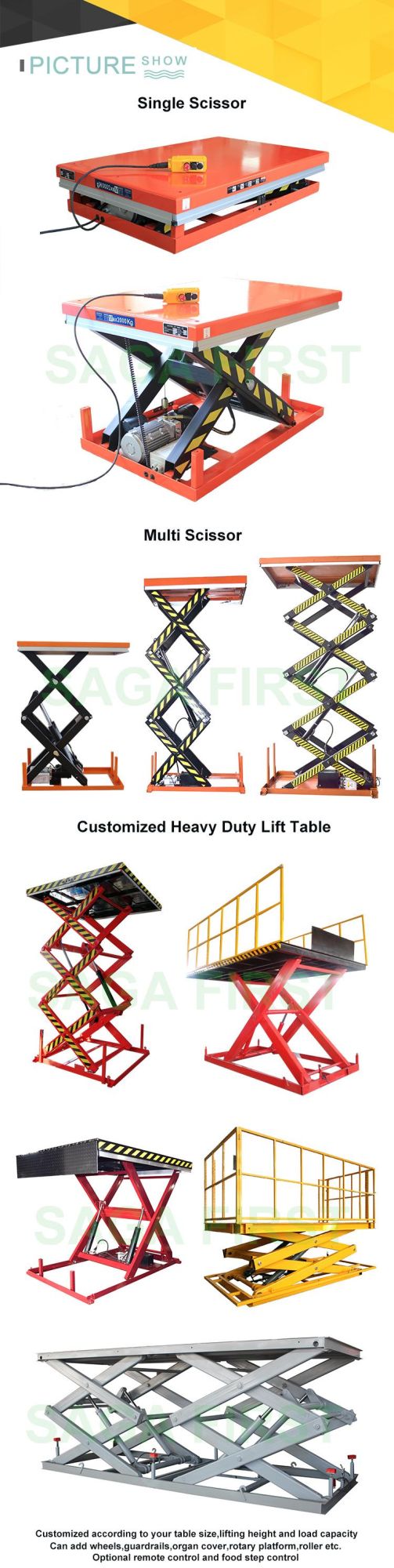 Stationary Hydraulic Lift for Warehouse Scissor Lift Table