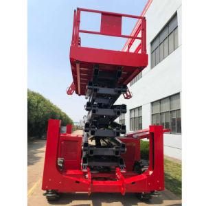 8m 10m 12m 14m Diesel Engine Rough Terrain Scissor Lift Work on Construction Site