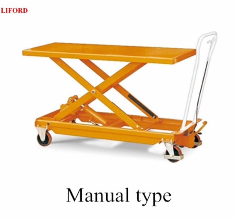 1t Manual Moving Hydraulic Scissor Lift Platform Lift Table Es100L
