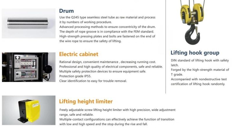 Industrial 30ton Electric Cable Hoist with Trolley for Factory