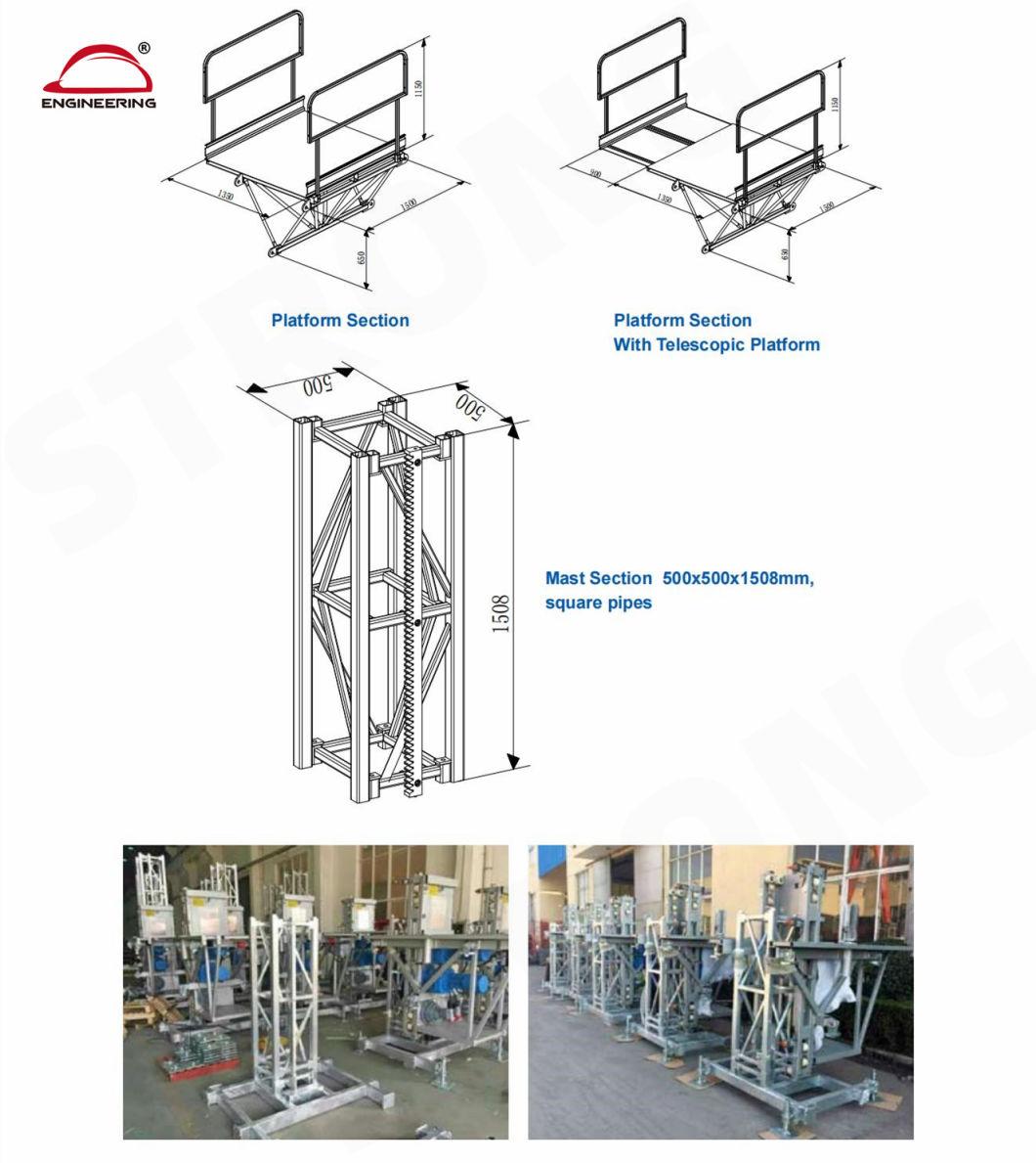 Self Developed / Hot Sale Climbing Working Platform with Rack and Mast Section