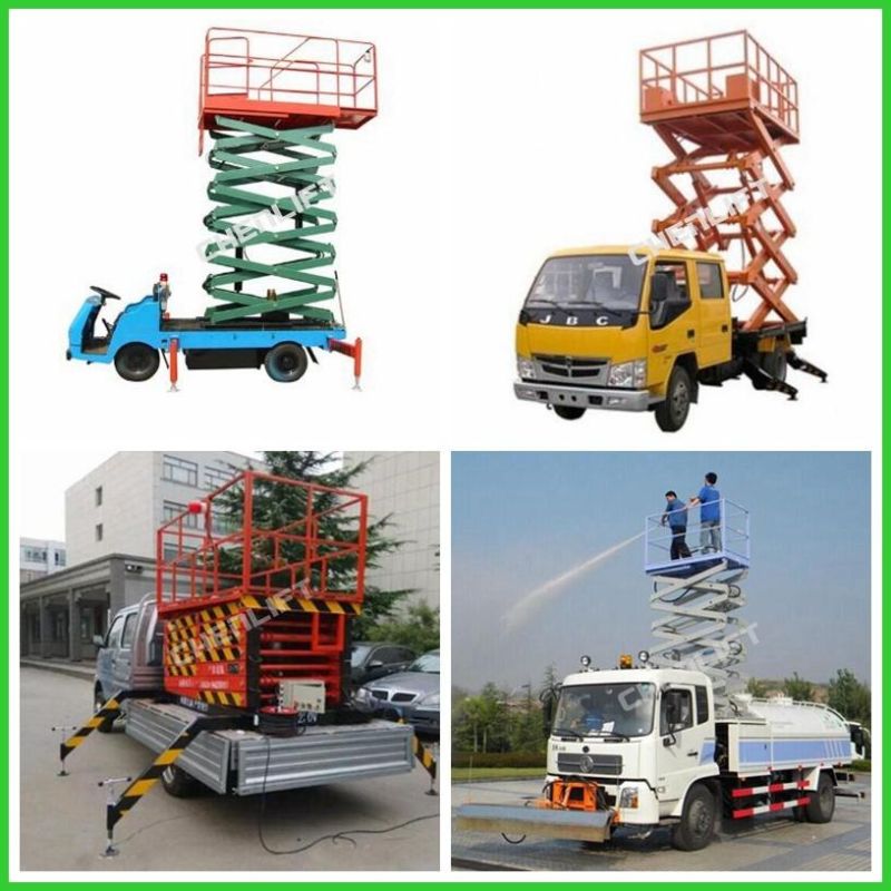 Four Wheels Manual Pushing Scissor Lift with 6m Platform Height and 500kg Loading Capacity