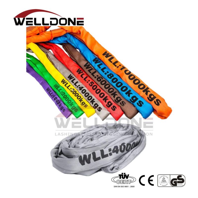 3 Ton 3m or OEM Length Polyester 3t Raw Material Belt Round Lifting Sling with Yellow Color Safety Factor 8: 1 7: 1