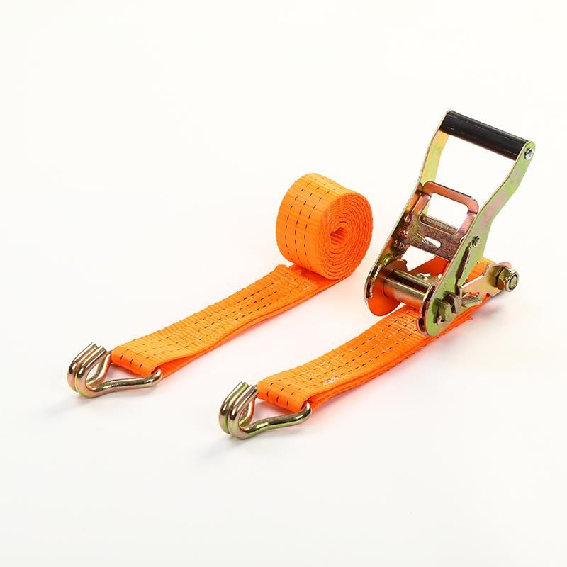 38mm 1.5" 3000kg Cargo Lashing Belt Ratchet Tie Down Strap with Double J Hooks