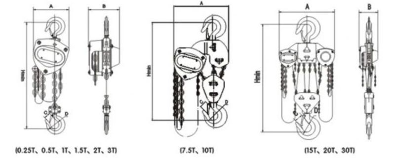 Hand-Chain Hoist 1ton 3mtrs Undertake OEM Orders 0.5ton to 50ton Chain Length 1m to 12m