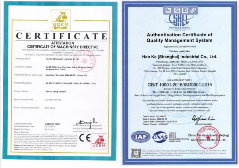 Hydraulic Lifting Equipment Narrow Type Lift Platform