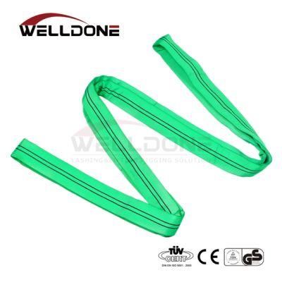 2 Ton 2m or OEM Length Polyester 2t Round Lifting Belt Sling with Green Color Safety Factor 8: 1 7: 1