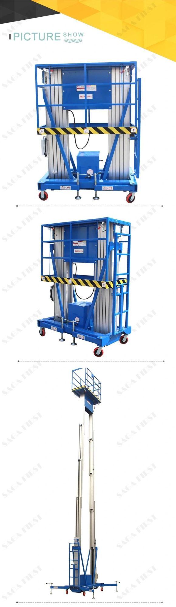 Double Mast Hydraulic Platform Electric Lifter for Supermarket