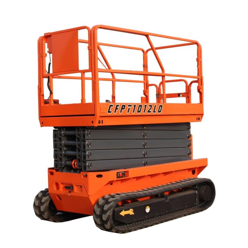 En280 Approved 6m 8m 10m 12m Crawler Self Propelled Automatic Aerial Work Vertical Platform Scissor Lifts on Rough Terrian