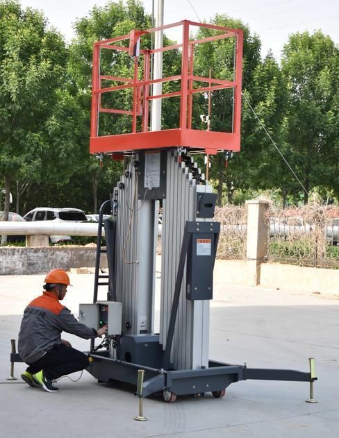 Electric Hydraulic Battery Aluminum Vertical Mast Lift Two One Man Lift with CE Certificate
