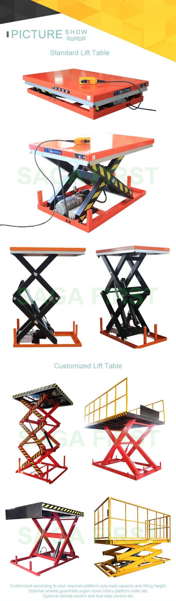 2000kg Load Weight Cargo Goods Hydraulic Scissors Lift Tables Air Lifting Jack