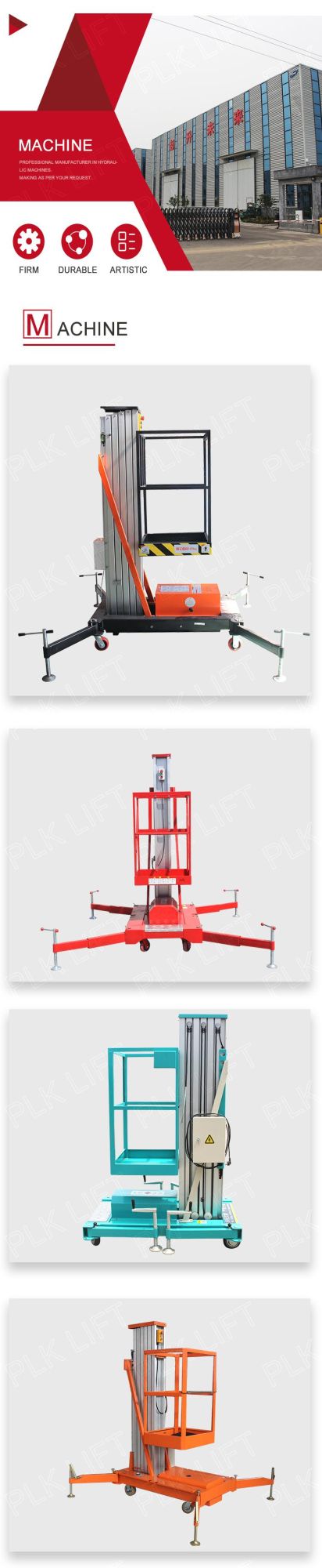 250kg Single Aluminum Electric Aerial Lift for Sale