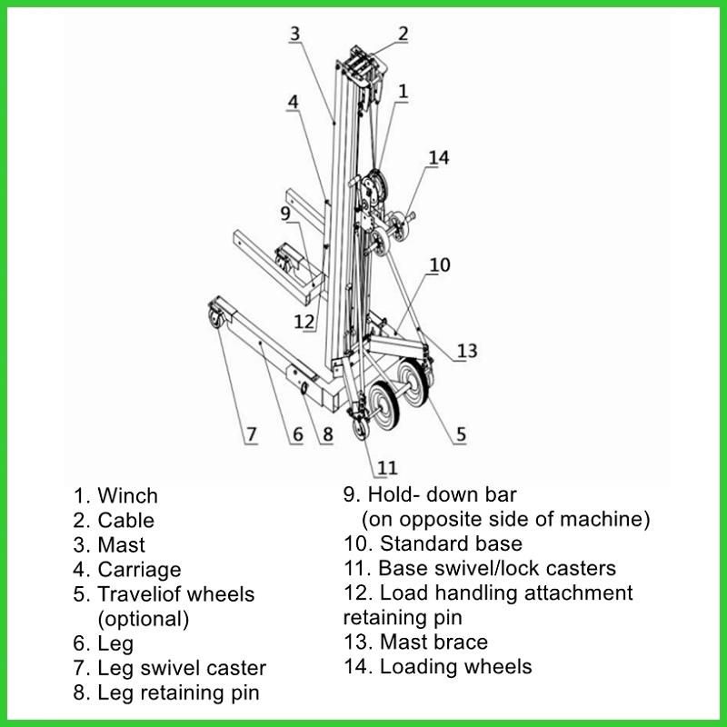 200kg Cargo Lift Platform Manual Operated Material Lift