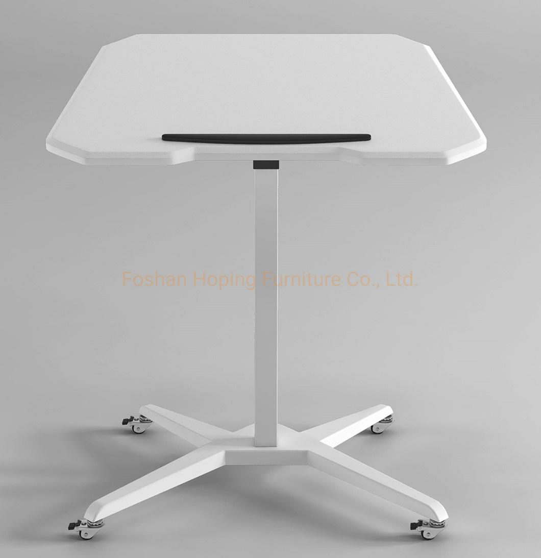 Small Table for Living Room Manual Patented Screw Rod Movable Lifting Side Table with 30 Angled Wooden Table Top Office Furniture