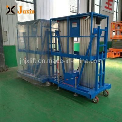 200kg Hydraulic Double Mast Aluminum Alloy Vertical Material Telescopic Lift with Low Cost