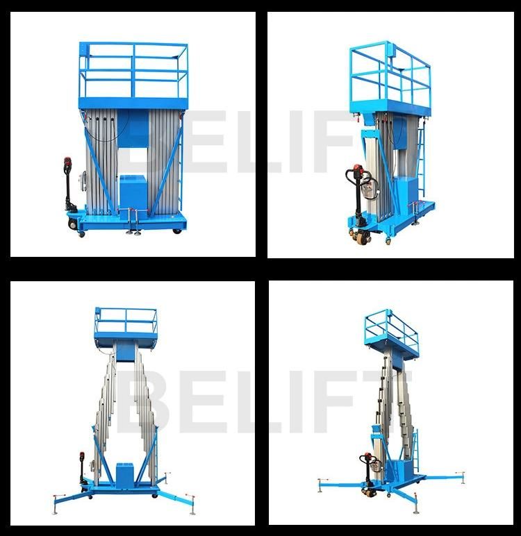 200kg 12m Aluminum Vertical Telescopic Mast Electric Aerial Construction Lift