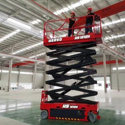 230kg 320kg 450kg Load Capacity 6m 8m 10m 12m 14m 16m Electric Self Propelled Hydraulic Scissor Lift for Aerial Work Platform with CE ANSI