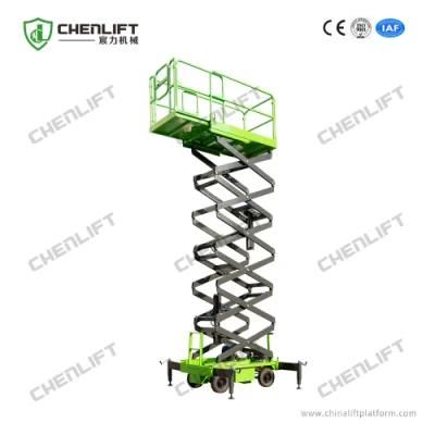 CE Certified 12m Lift Height Manual Pushing Scissor Lift with Extension Platform