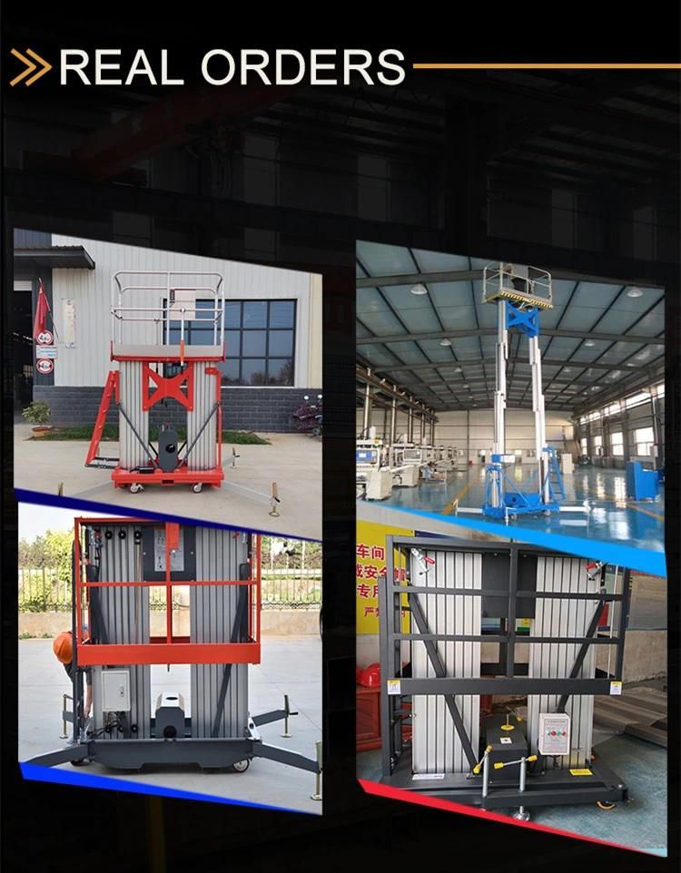 14m 16m 18m Work Platform High End Dual Mast Aluminum Small Lifts Ladder Lift