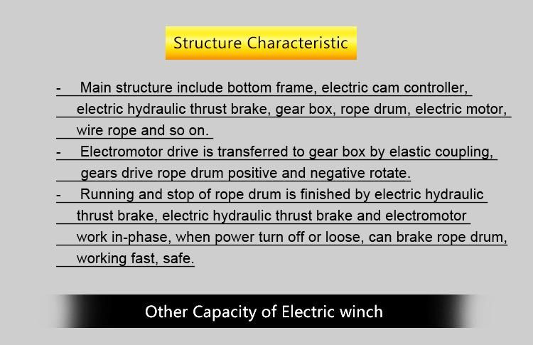 3ton 5ton 10 Mt Steel Wire Rope Power Winch