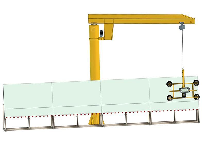 Glass Processing Line Used Jib Crane Vacuum Lifter Glass Lifting Equipment, Crane Railling System