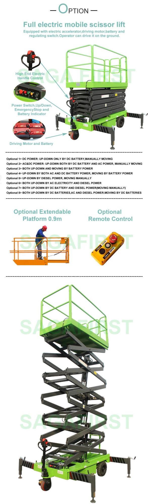 Ce Certified Ground Operated Mobile Battery Powered Scissor Lift