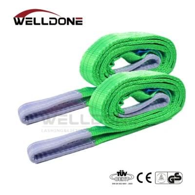 2 Ton 2m or OEM Length 60mm Width Polyester Flat Woven 2t Webbing Lifting Sling Belt Green Color Safety Factor 8: 1 7: 1 6: 1