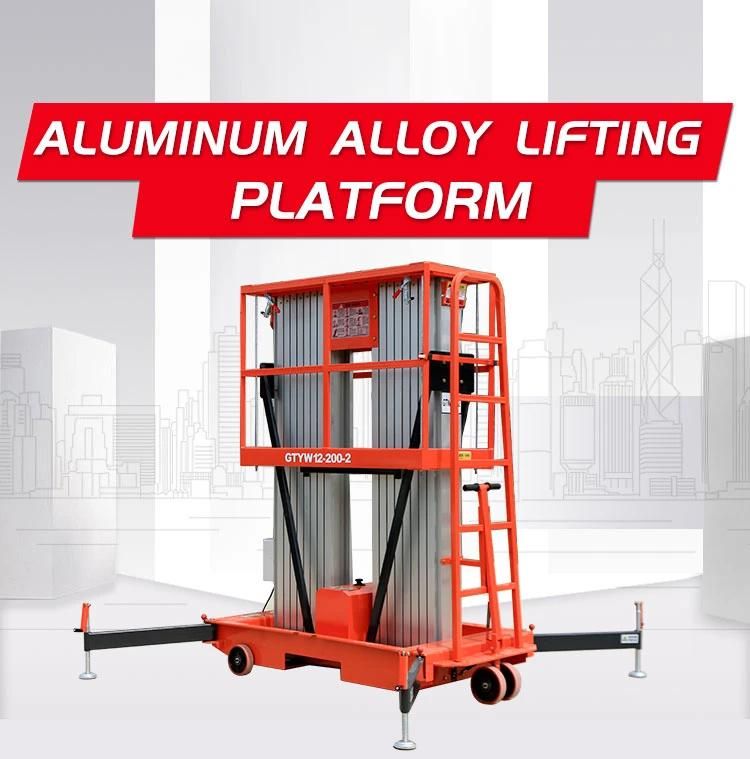 Aluminum Single Mast Aerial Maintain Work Cage Electric Lift Platform