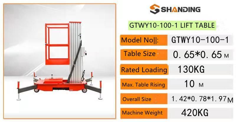 Shanding Aerial Work Table Electric Hydraulic Lift Aluminium Lifting Platform