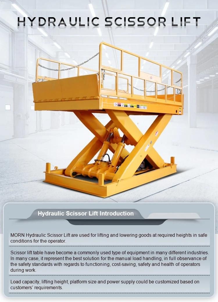 220V/380V, 1 or 3 Phase (Can Be Customize) Hydraulic Goods Fixed Scissor Lift Platform