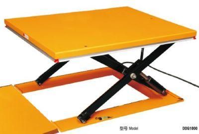 1000kg Capacity Low Profile Powered Scissor Lift Table with U Shaped Platform