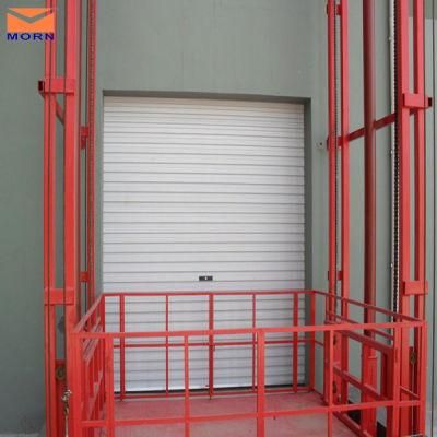 Electrical Hydraulic System Guide Roller Rail Goods Lift with Collapsible Gate