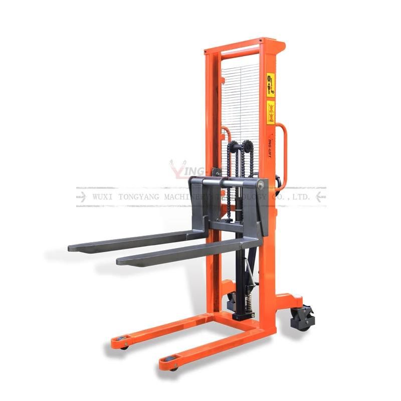 Heavy Duty Capacity 1000kg Manual Hydraulic Pallet Stacker with Lifting Height 1500mm
