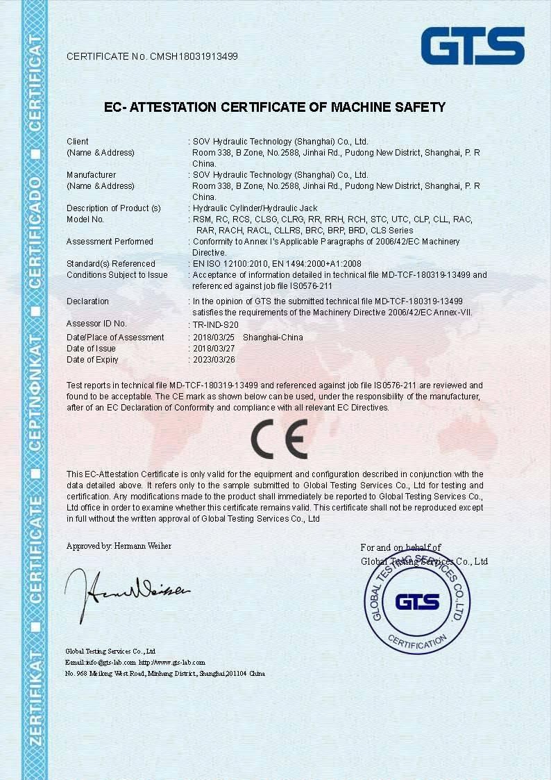 Sov Brand Double Acting Hydraulic Cylinder