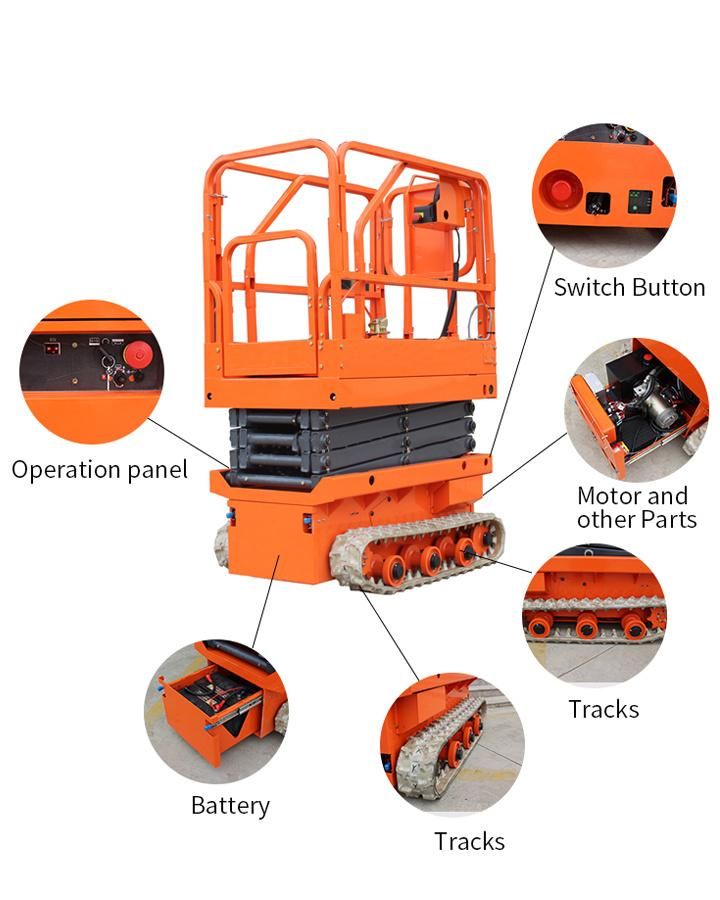 Battery Powered Mobile Lift Platform Rough Terrain Plataforma Elevadora Scissor Lift