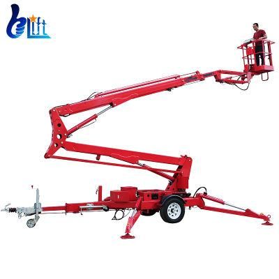 10-22m Electric Man Aerial Construction Work Platforms Towable Spider Trailer Boom Lift