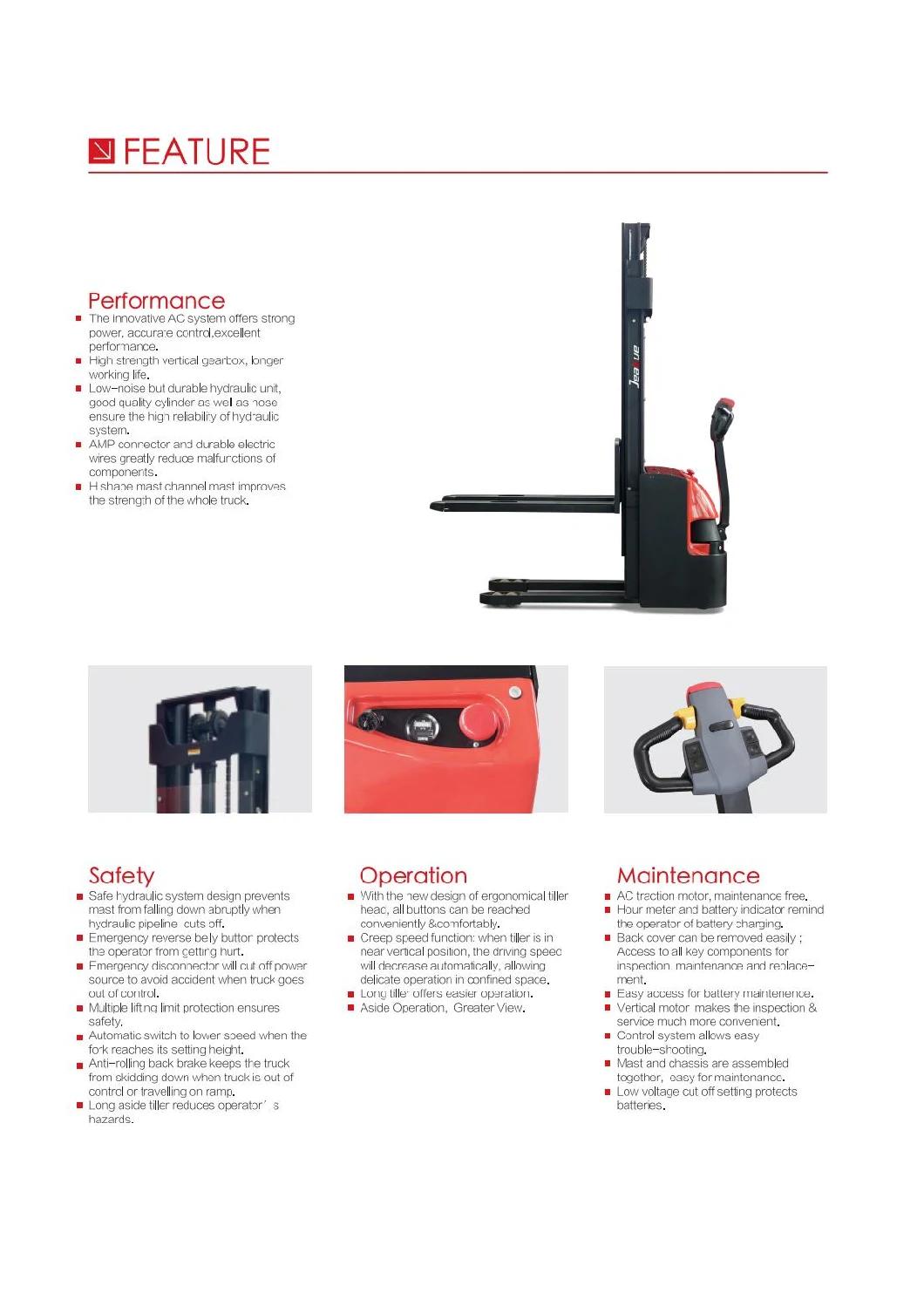 Electric Stacker Walking Stacker Battery Stacker 1200kg 1400kg 1600kg