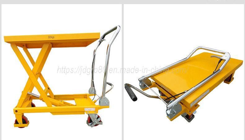 Manual Foot Pedal Hydraulic Pump Operated Mobile Lift Table Hydraulic Scissor Table Platform Lifting Trolley